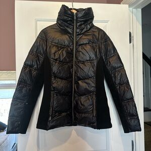 Blue By Saks Fifth Ave Black Quilted Puffer Jacket with High Collar
